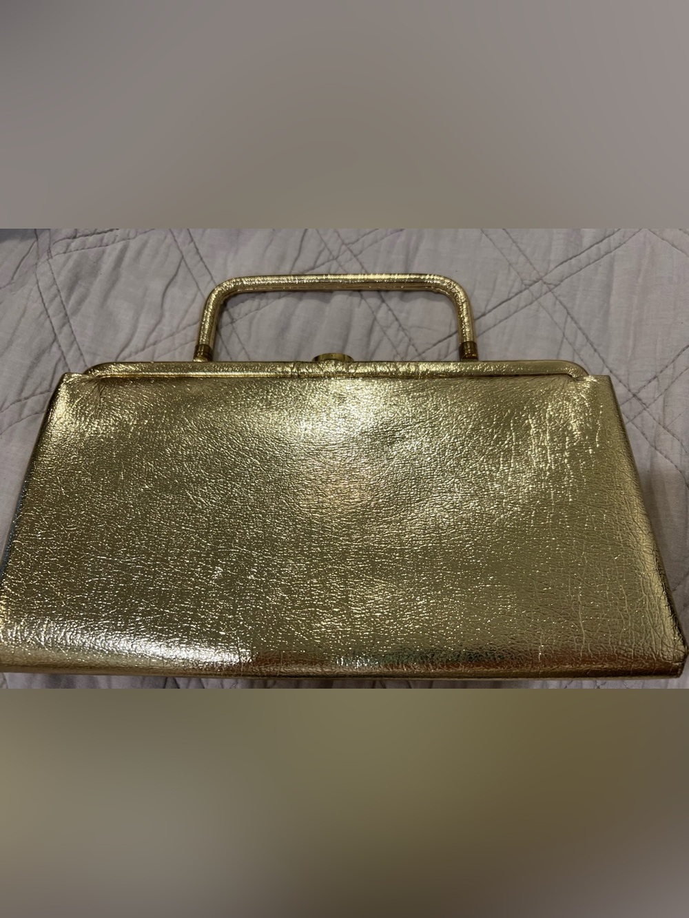 vintage gold faux leather evening clutch bag